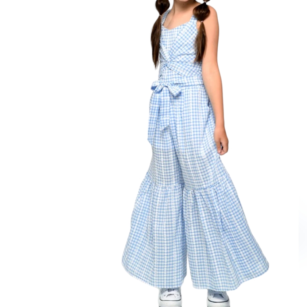 Hannah Banana Blue Gingham Jumpsuit... Size 14